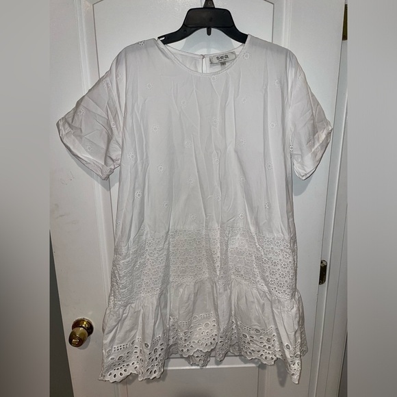 Sea New York White Elysse Embroidery Oversized Mini Sleeve Tunic Dress 🤍 Medium - Picture 10 of 14